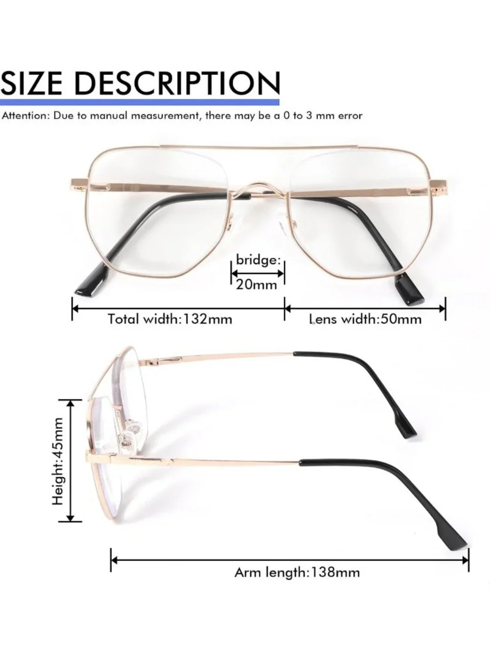 3 Pack Aviator Reading Glasses for Men & Women - Blue Light Blocking, Metal